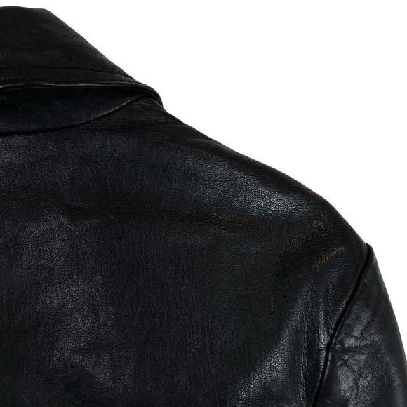 All Saints Altamont Leather Asymmetric Biker Jacket Black Size 12 - Picture 5 of 11